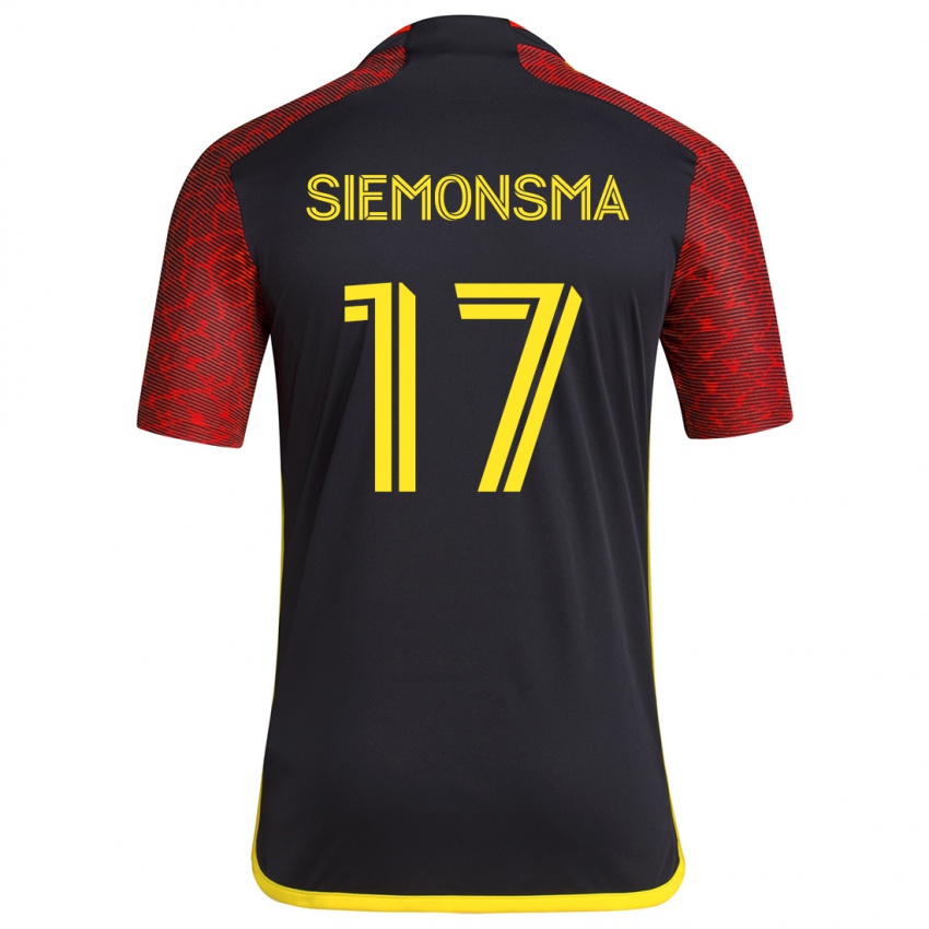 Kinder Sianna Siemonsma #17 Rot Schwarz Auswärtstrikot Trikot 2024/25 T-Shirt Österreich