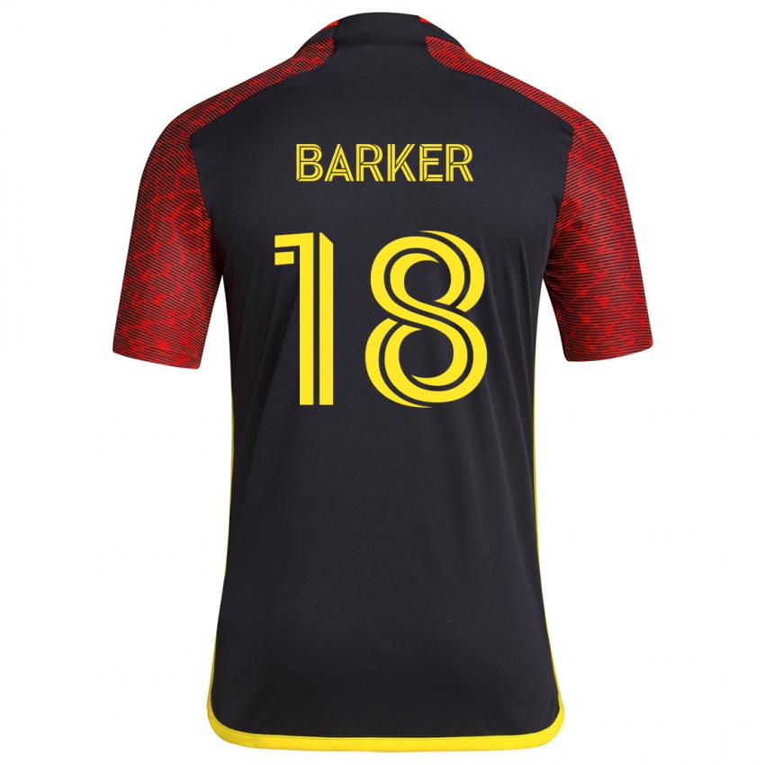 Kinder Alicia Barker #18 Rot Schwarz Auswärtstrikot Trikot 2024/25 T-Shirt Österreich