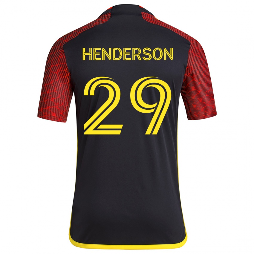 Kinder Anna Henderson #29 Rot Schwarz Auswärtstrikot Trikot 2024/25 T-Shirt Österreich