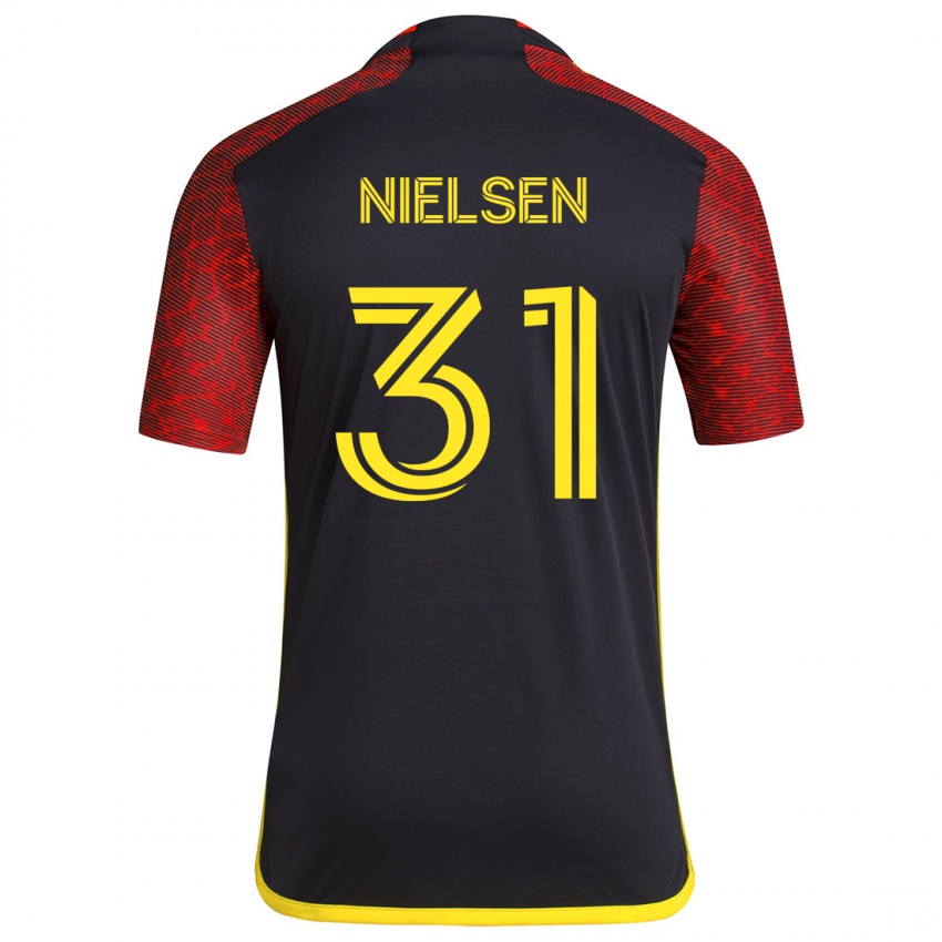 Kinder Madeline Nielsen #31 Rot Schwarz Auswärtstrikot Trikot 2024/25 T-Shirt Österreich