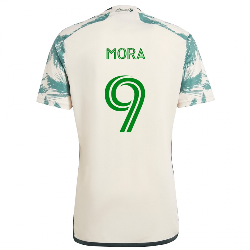 Kinder Felipe Mora #9 Beige Braun Auswärtstrikot Trikot 2024/25 T-Shirt Österreich