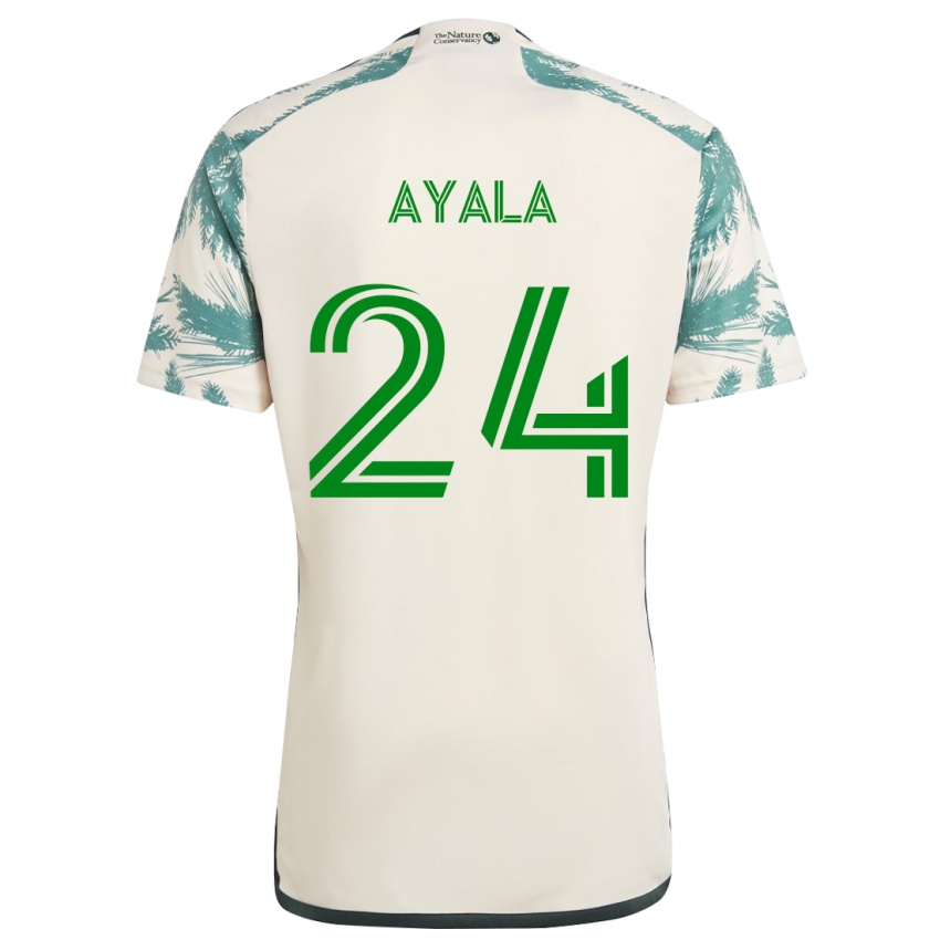 Kinder David Ayala #24 Beige Braun Auswärtstrikot Trikot 2024/25 T-Shirt Österreich