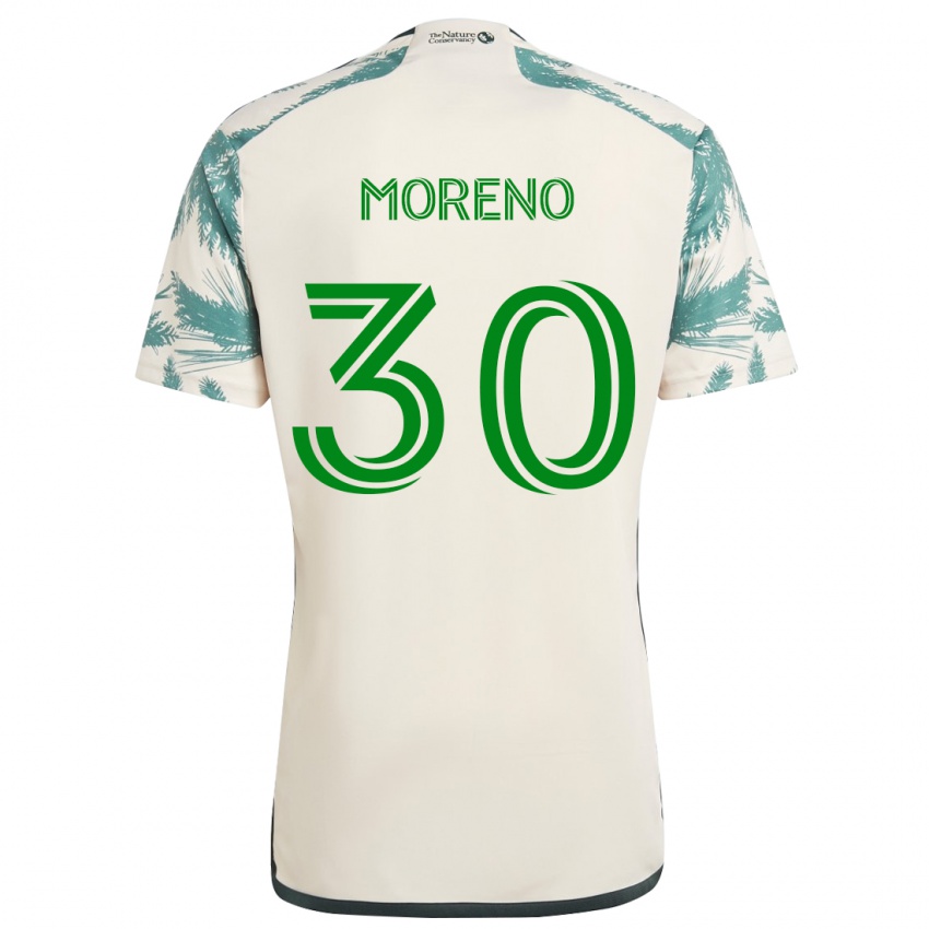 Kinder Santiago Moreno #30 Beige Braun Auswärtstrikot Trikot 2024/25 T-Shirt Österreich