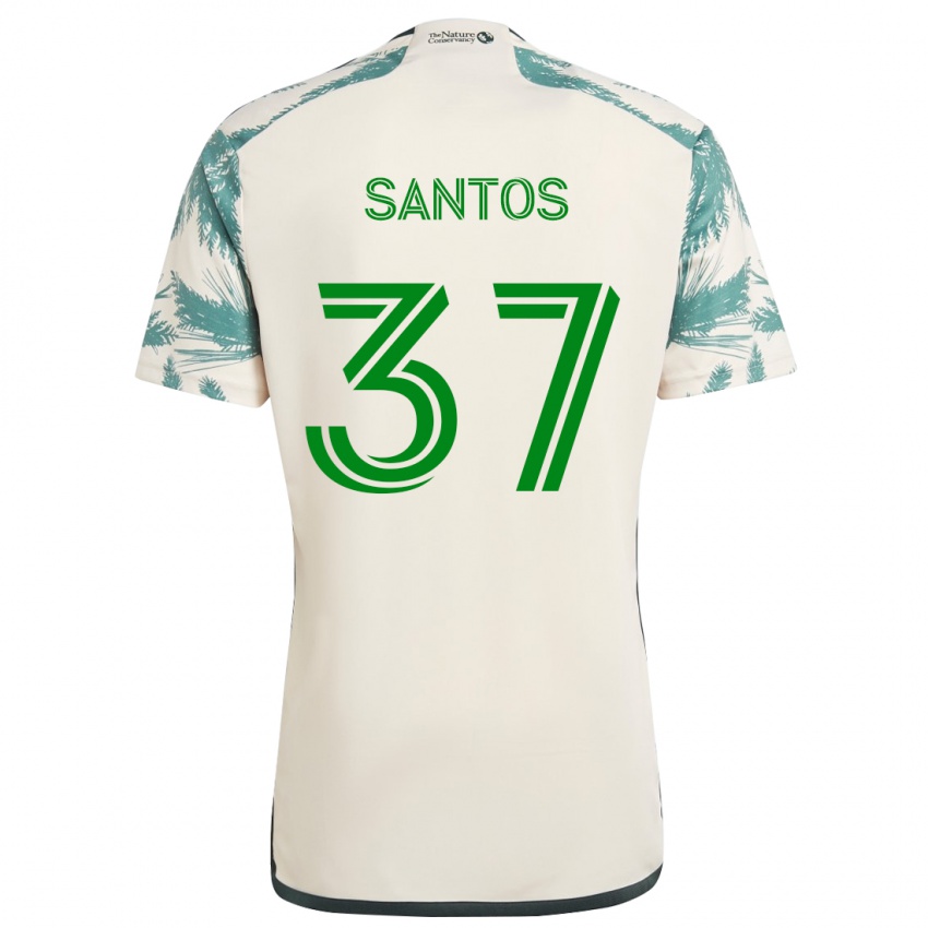 Kinder Noah Santos #37 Beige Braun Auswärtstrikot Trikot 2024/25 T-Shirt Österreich