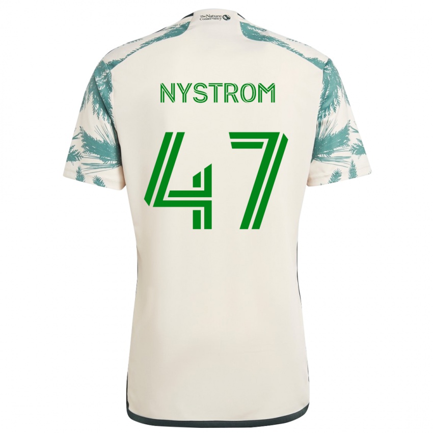 Kinder Maximo Nystrom #47 Beige Braun Auswärtstrikot Trikot 2024/25 T-Shirt Österreich