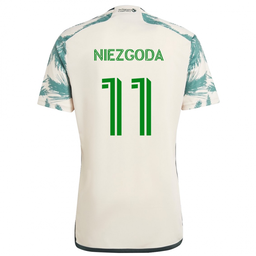 Kinder Jaroslaw Niezgoda #11 Beige Braun Auswärtstrikot Trikot 2024/25 T-Shirt Österreich