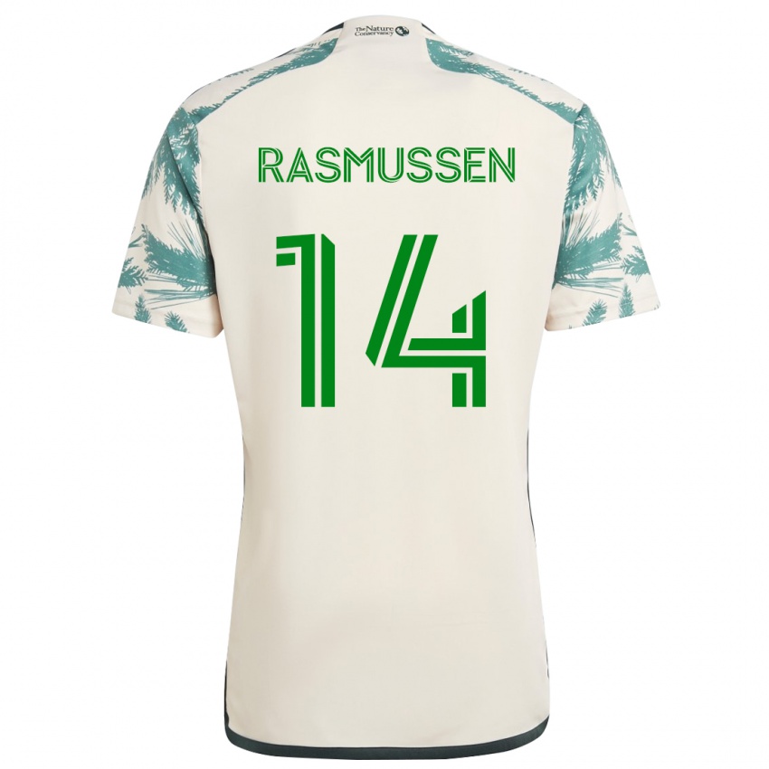 Kinder Justin Rasmussen #14 Beige Braun Auswärtstrikot Trikot 2024/25 T-Shirt Österreich