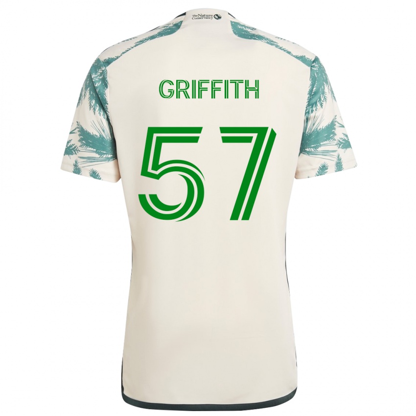 Kinder Víctor Griffith #57 Beige Braun Auswärtstrikot Trikot 2024/25 T-Shirt Österreich