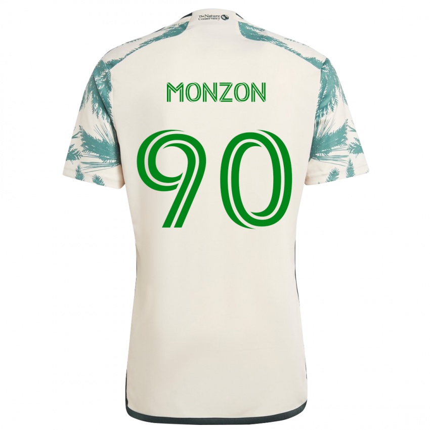 Kinder Florián Monzón #90 Beige Braun Auswärtstrikot Trikot 2024/25 T-Shirt Österreich