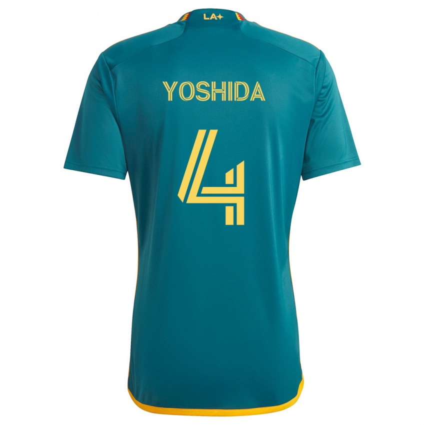 Kinder Maya Yoshida #4 Grün Gelb Auswärtstrikot Trikot 2024/25 T-Shirt Österreich