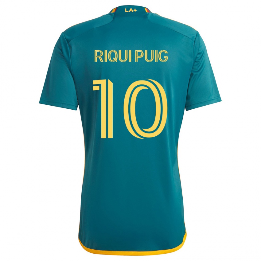 Kinder Riqui Puig #10 Grün Gelb Auswärtstrikot Trikot 2024/25 T-Shirt Österreich