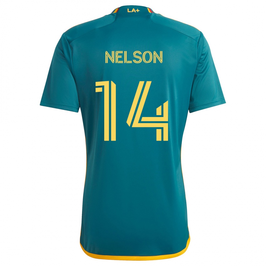 Kinder John Nelson #14 Grün Gelb Auswärtstrikot Trikot 2024/25 T-Shirt Österreich