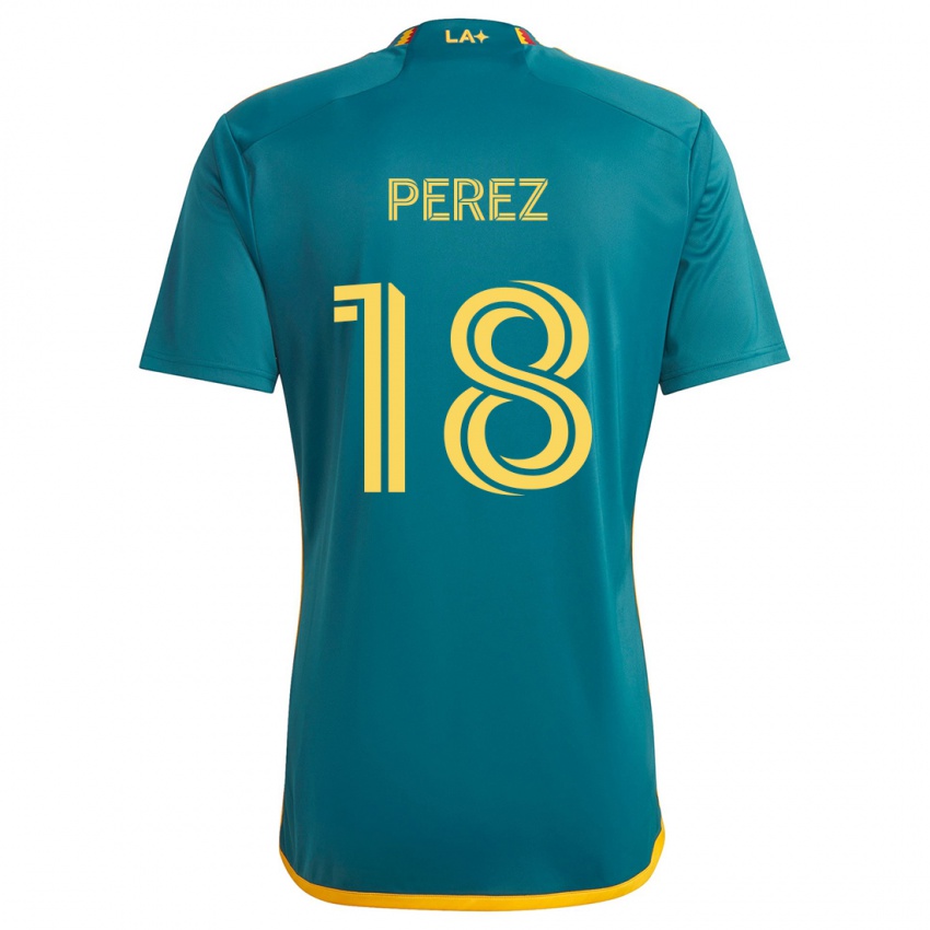 Kinder Jonathan Pérez #18 Grün Gelb Auswärtstrikot Trikot 2024/25 T-Shirt Österreich