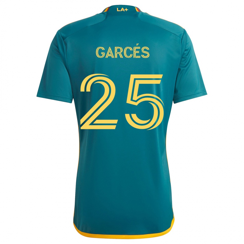 Kinder Carlos Garcés #25 Grün Gelb Auswärtstrikot Trikot 2024/25 T-Shirt Österreich