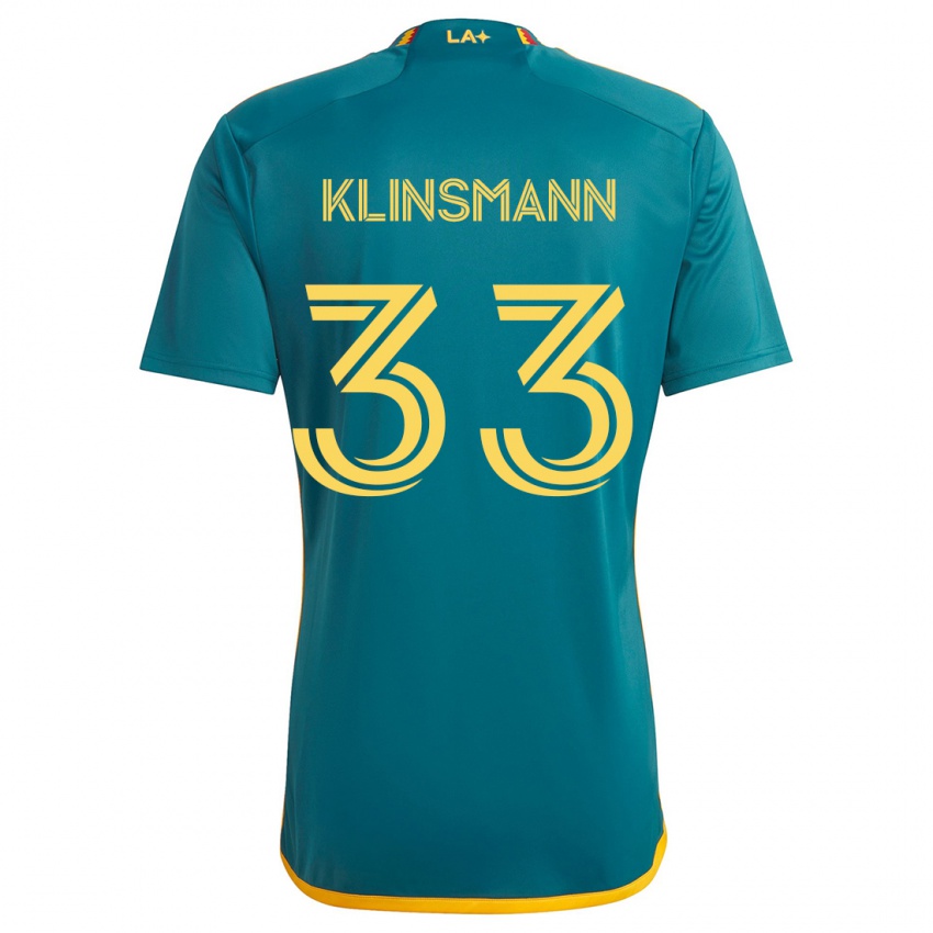 Kinder Jonathan Klinsmann #33 Grün Gelb Auswärtstrikot Trikot 2024/25 T-Shirt Österreich