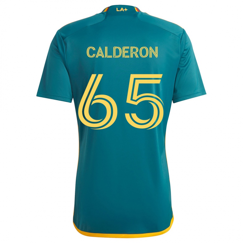 Kinder Juan Calderón #65 Grün Gelb Auswärtstrikot Trikot 2024/25 T-Shirt Österreich