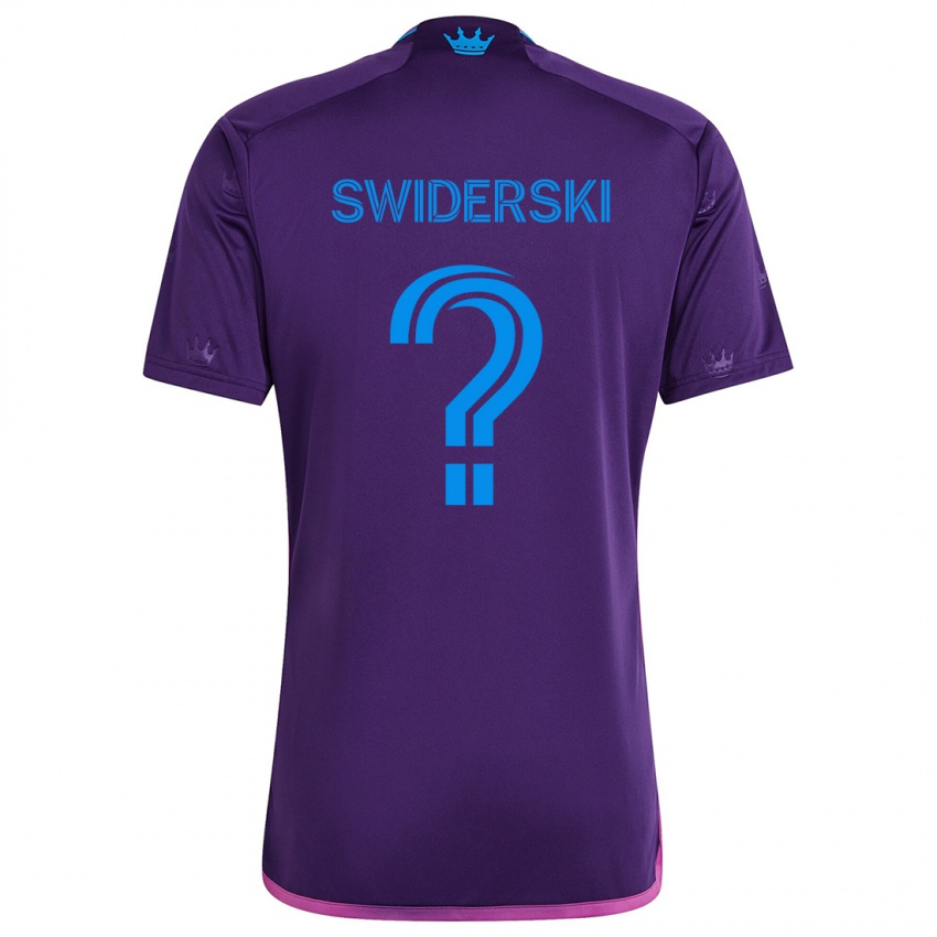 Kinder Karol Swiderski #0 Lila-Blau Auswärtstrikot Trikot 2024/25 T-Shirt Österreich