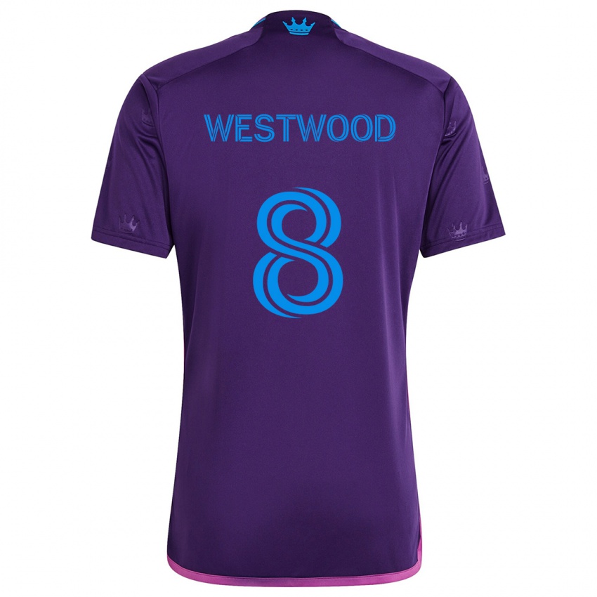 Kinder Ashley Westwood #8 Lila-Blau Auswärtstrikot Trikot 2024/25 T-Shirt Österreich