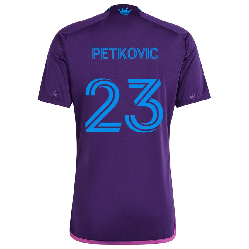 Kinder Nikola Petkovic #23 Lila-Blau Auswärtstrikot Trikot 2024/25 T-Shirt Österreich