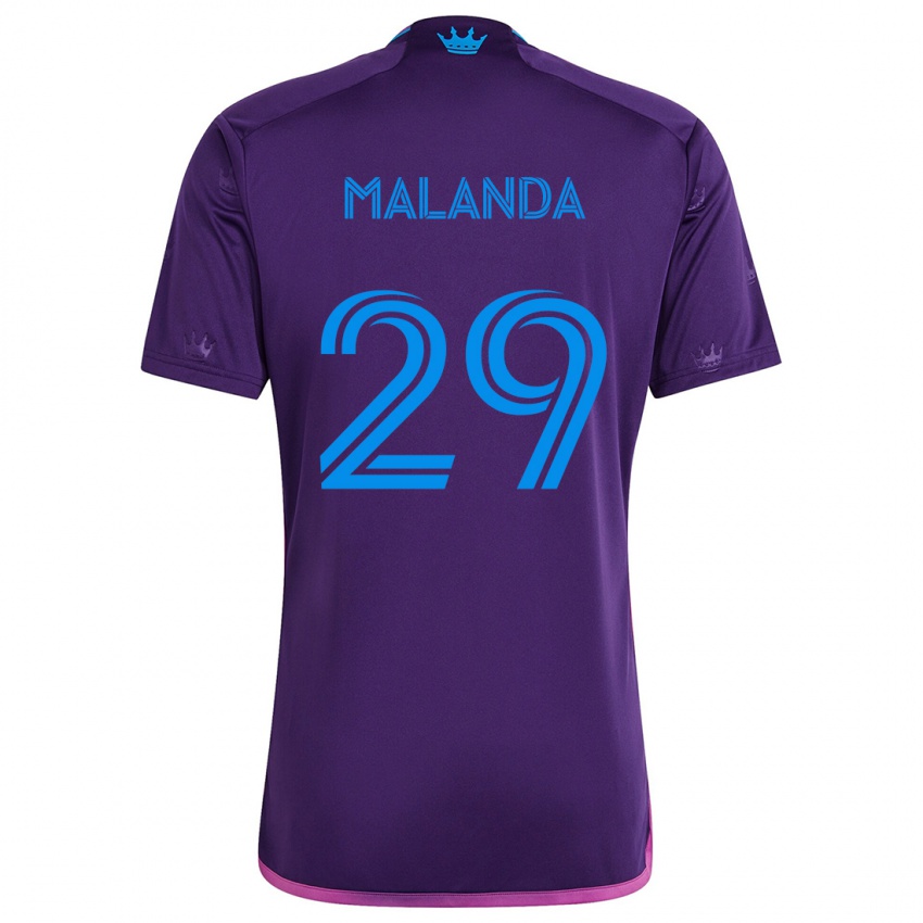 Kinder Adilson Malanda #29 Lila-Blau Auswärtstrikot Trikot 2024/25 T-Shirt Österreich