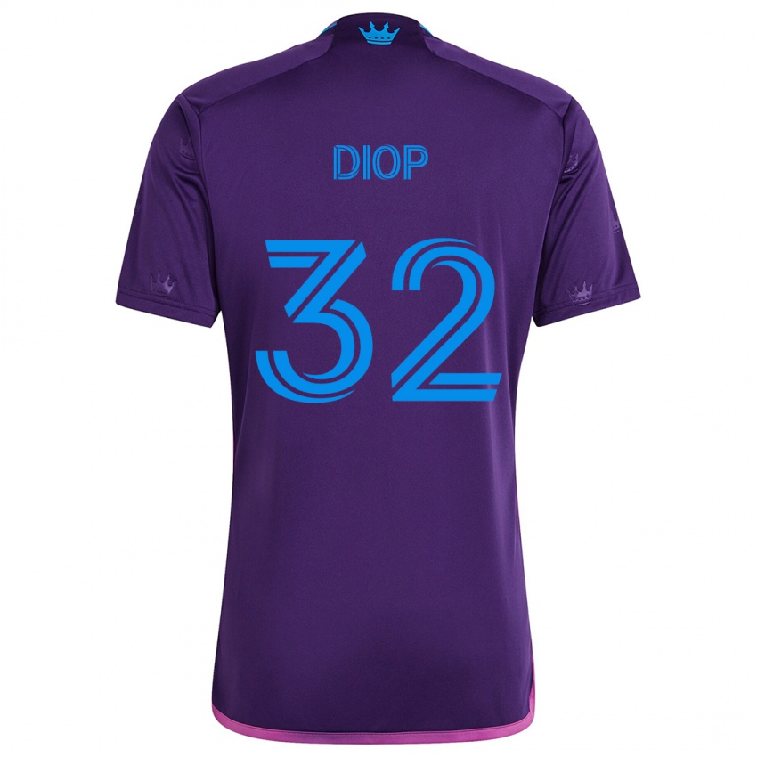 Kinder Hamady Diop #32 Lila-Blau Auswärtstrikot Trikot 2024/25 T-Shirt Österreich