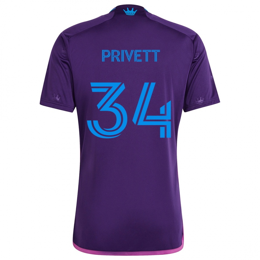 Kinder Andrew Privett #34 Lila-Blau Auswärtstrikot Trikot 2024/25 T-Shirt Österreich