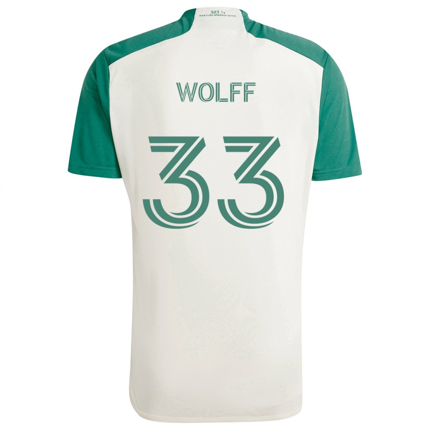 Kinder Owen Wolff #33 Braune Farben Grün Auswärtstrikot Trikot 2024/25 T-Shirt Österreich