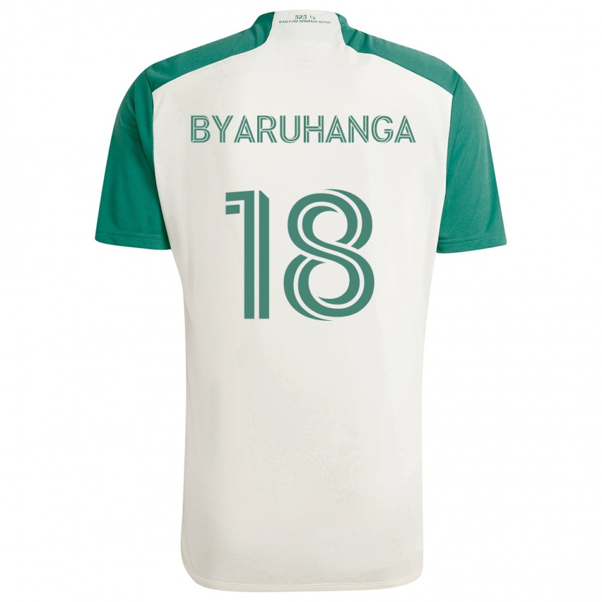 Kinder Bobosi Byaruhanga #18 Braune Farben Grün Auswärtstrikot Trikot 2024/25 T-Shirt Österreich