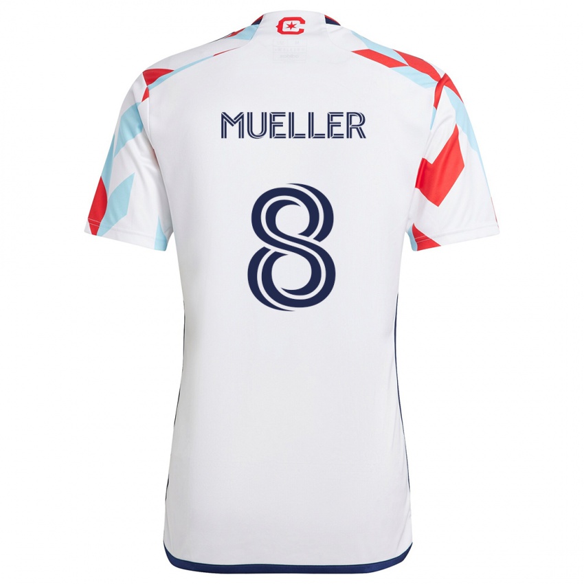 Kinder Chris Mueller #8 Weiß Rot Blau Auswärtstrikot Trikot 2024/25 T-Shirt Österreich