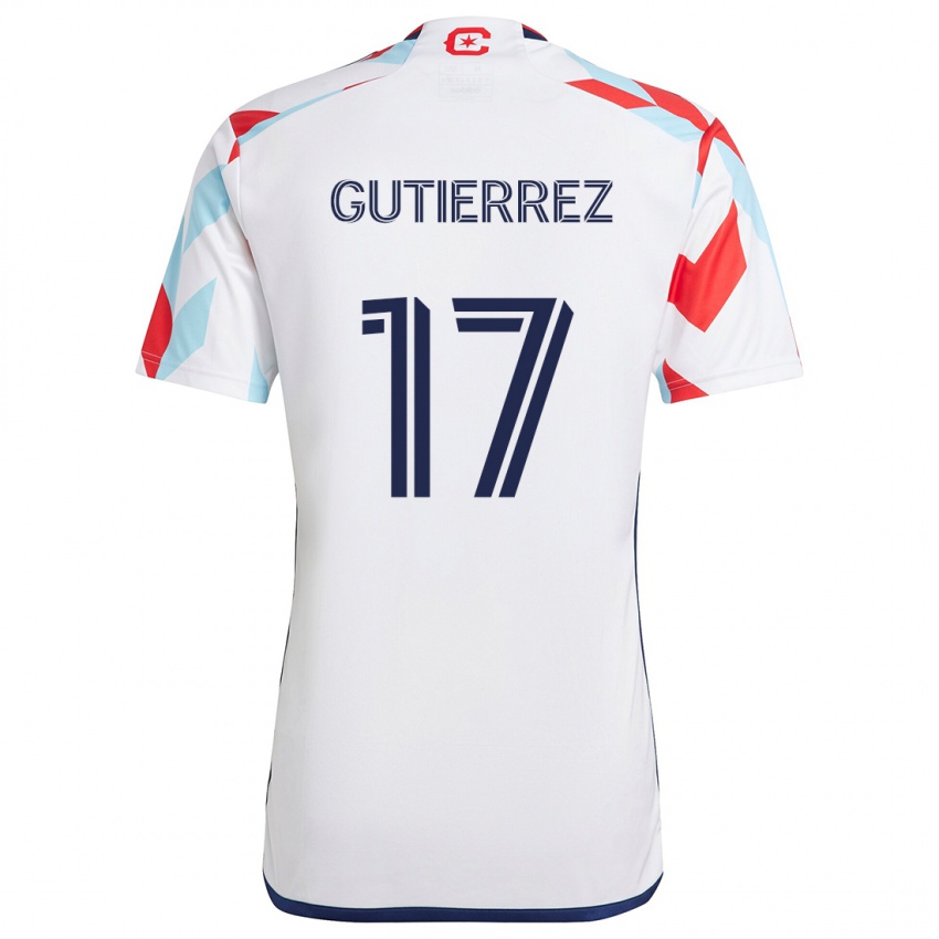 Kinder Brian Gutiérrez #17 Weiß Rot Blau Auswärtstrikot Trikot 2024/25 T-Shirt Österreich