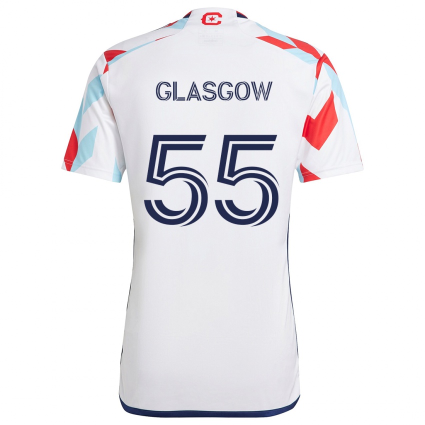 Kinder Omari Glasgow #55 Weiß Rot Blau Auswärtstrikot Trikot 2024/25 T-Shirt Österreich