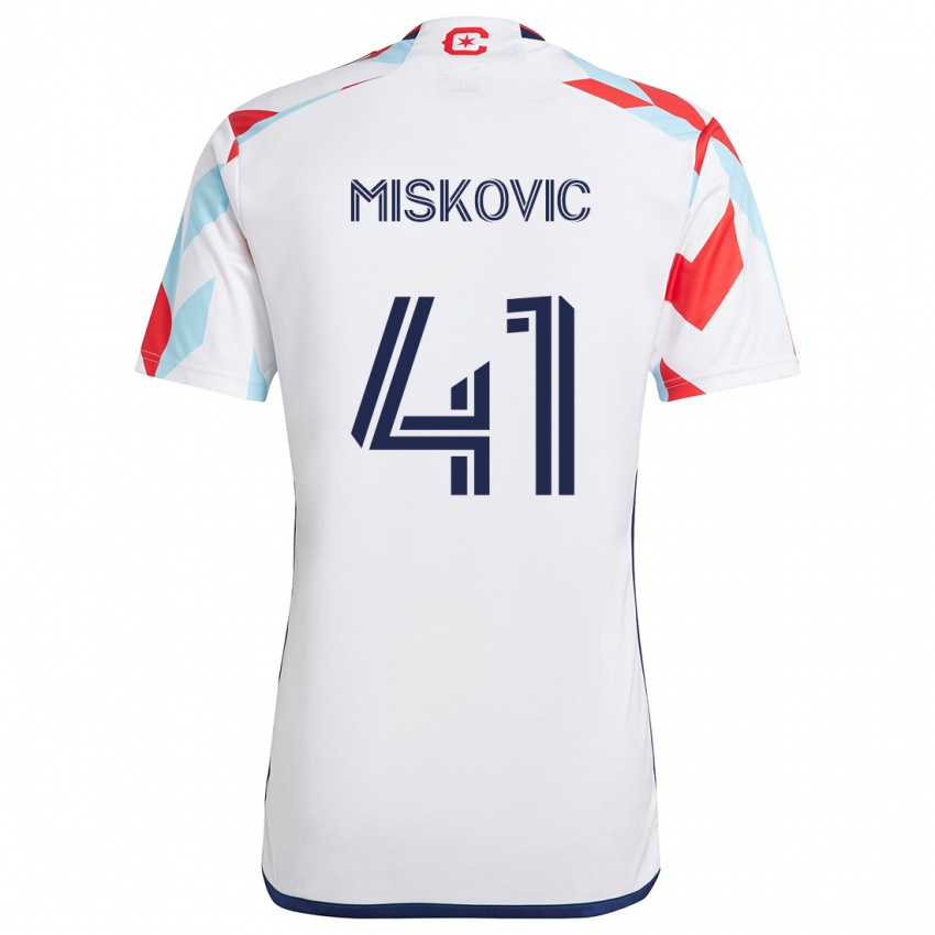 Kinder Mihajlo Miskovic #41 Weiß Rot Blau Auswärtstrikot Trikot 2024/25 T-Shirt Österreich