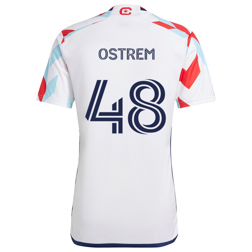 Kinder Charlie Ostrem #48 Weiß Rot Blau Auswärtstrikot Trikot 2024/25 T-Shirt Österreich