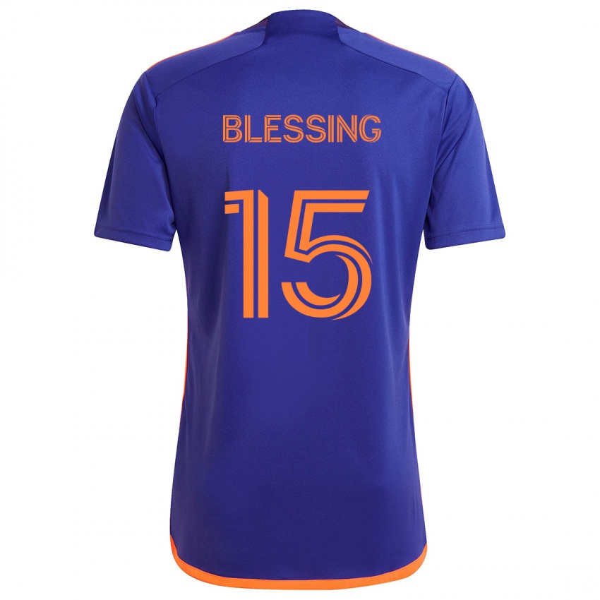 Kinder Latif Blessing #15 Lila Orange Auswärtstrikot Trikot 2024/25 T-Shirt Österreich