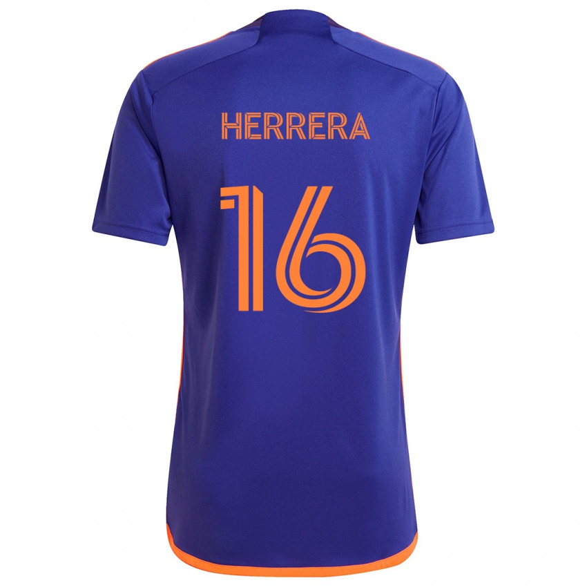 Kinder Hector Herrera #16 Lila Orange Auswärtstrikot Trikot 2024/25 T-Shirt Österreich