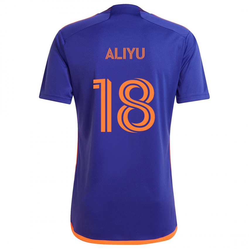 Kinder Ibrahim Aliyu #18 Lila Orange Auswärtstrikot Trikot 2024/25 T-Shirt Österreich