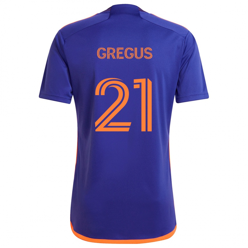 Kinder Ján Gregus #21 Lila Orange Auswärtstrikot Trikot 2024/25 T-Shirt Österreich