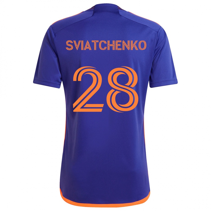 Kinder Erik Sviatchenko #28 Lila Orange Auswärtstrikot Trikot 2024/25 T-Shirt Österreich