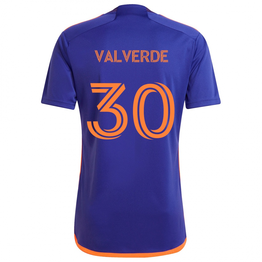 Kinder Jefferson Valverde #30 Lila Orange Auswärtstrikot Trikot 2024/25 T-Shirt Österreich