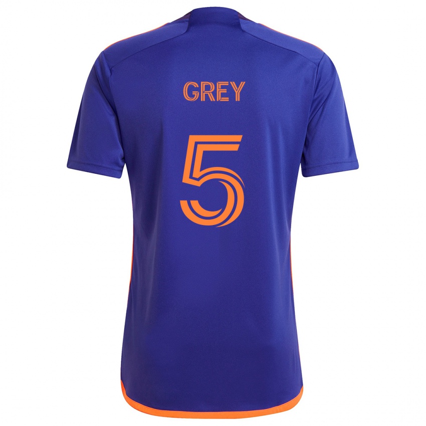 Kinder Omar Grey #5 Lila Orange Auswärtstrikot Trikot 2024/25 T-Shirt Österreich