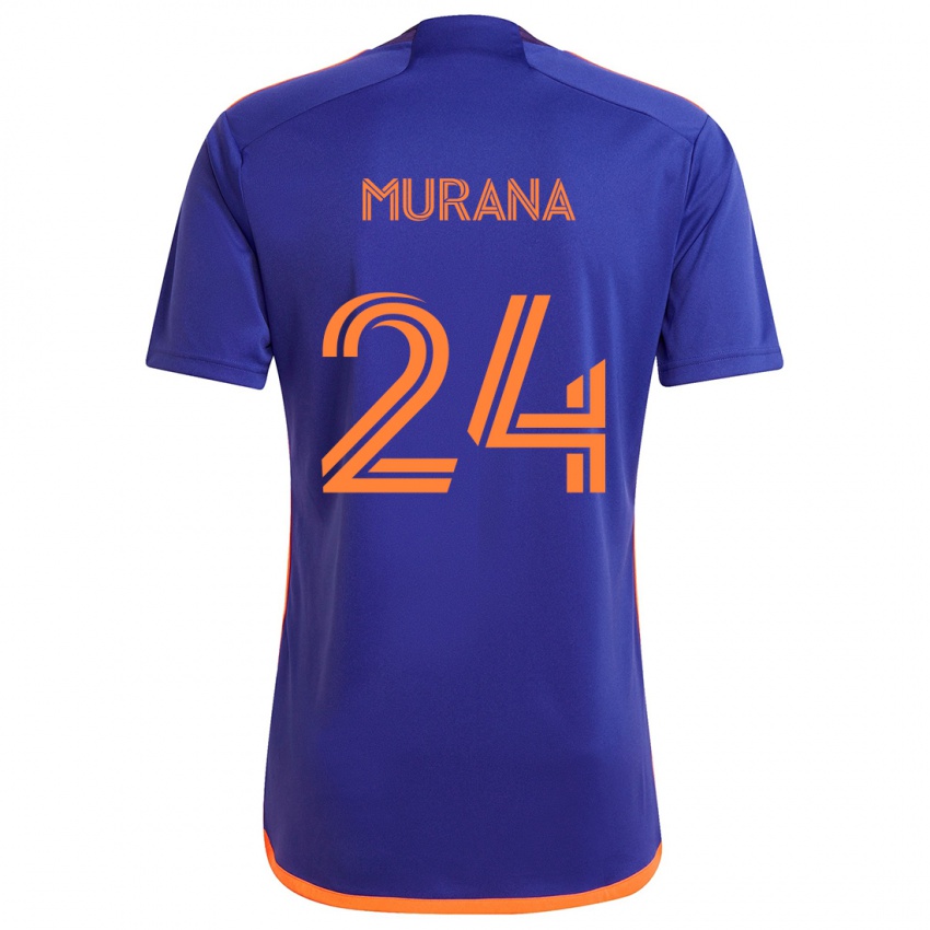 Kinder Mujeeb Murana #24 Lila Orange Auswärtstrikot Trikot 2024/25 T-Shirt Österreich