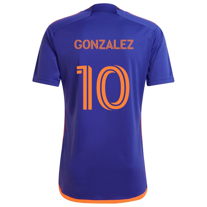 Kinder Yair González #10 Lila Orange Auswärtstrikot Trikot 2024/25 T-Shirt Österreich