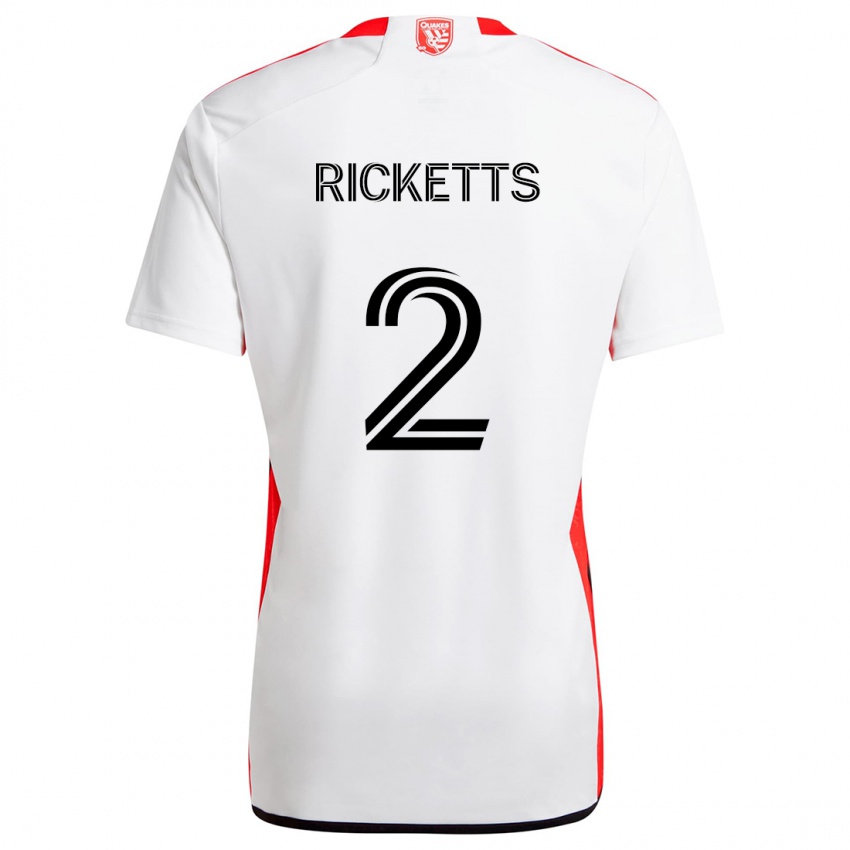 Kinder Jamar Ricketts #2 Weiß Rot Auswärtstrikot Trikot 2024/25 T-Shirt Österreich