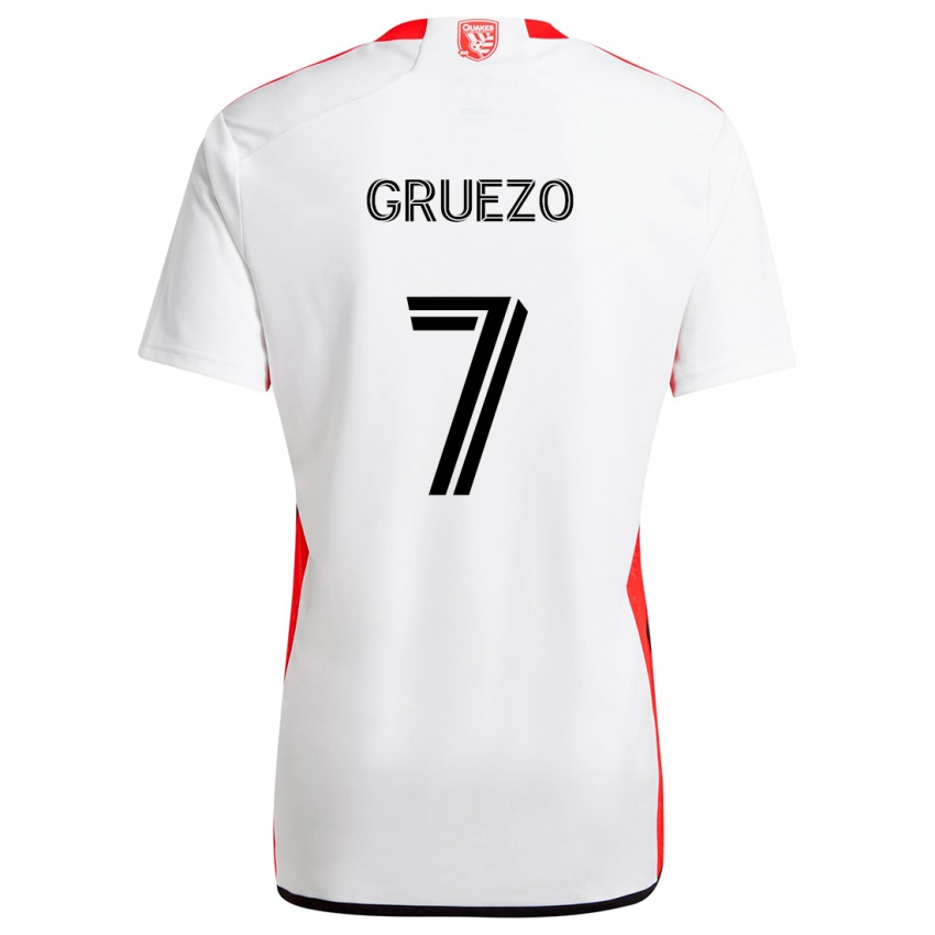 Kinder Carlos Gruezo #7 Weiß Rot Auswärtstrikot Trikot 2024/25 T-Shirt Österreich