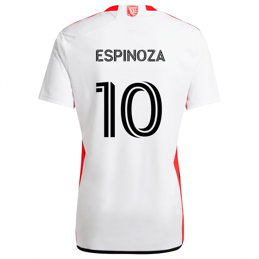 Kinder Cristian Espinoza #10 Weiß Rot Auswärtstrikot Trikot 2024/25 T-Shirt Österreich