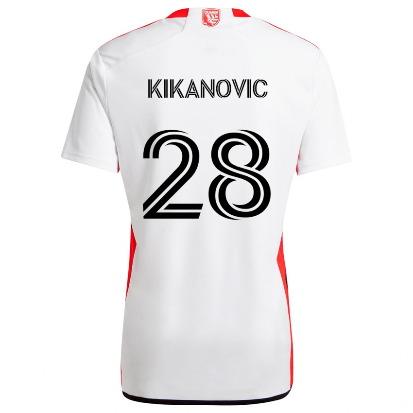 Kinder Benjamin Kikanovic #28 Weiß Rot Auswärtstrikot Trikot 2024/25 T-Shirt Österreich