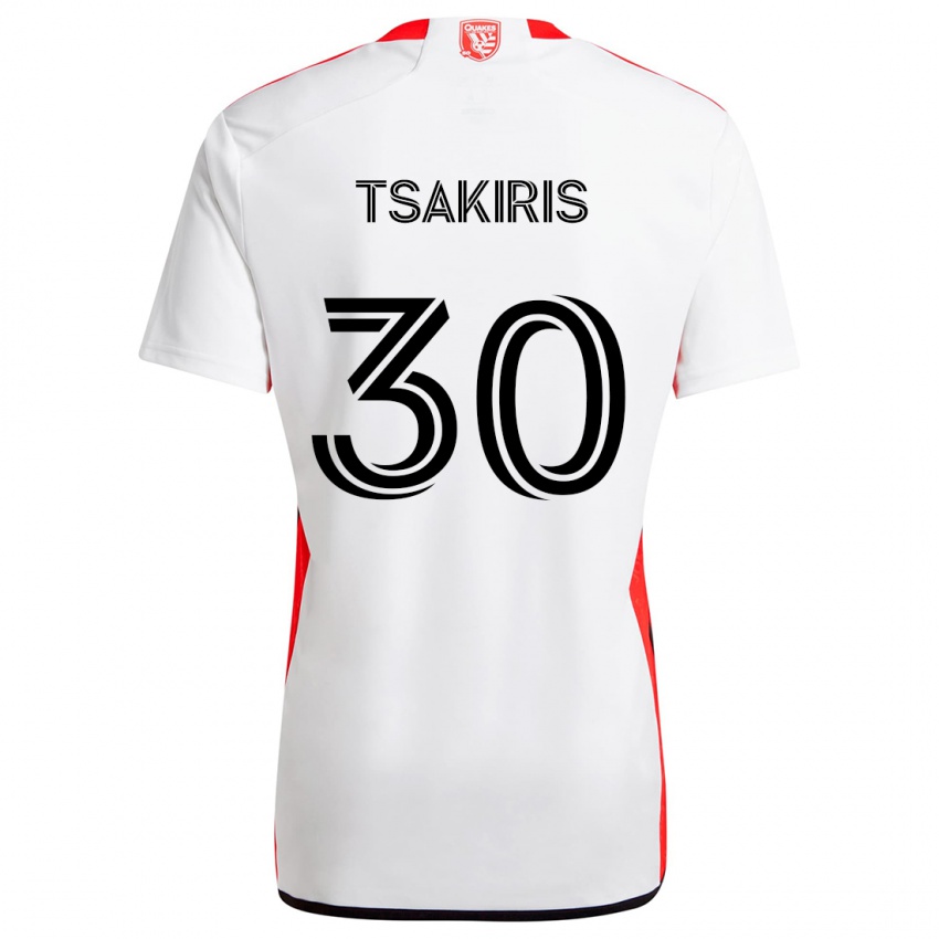 Kinder Niko Tsakiris #30 Weiß Rot Auswärtstrikot Trikot 2024/25 T-Shirt Österreich