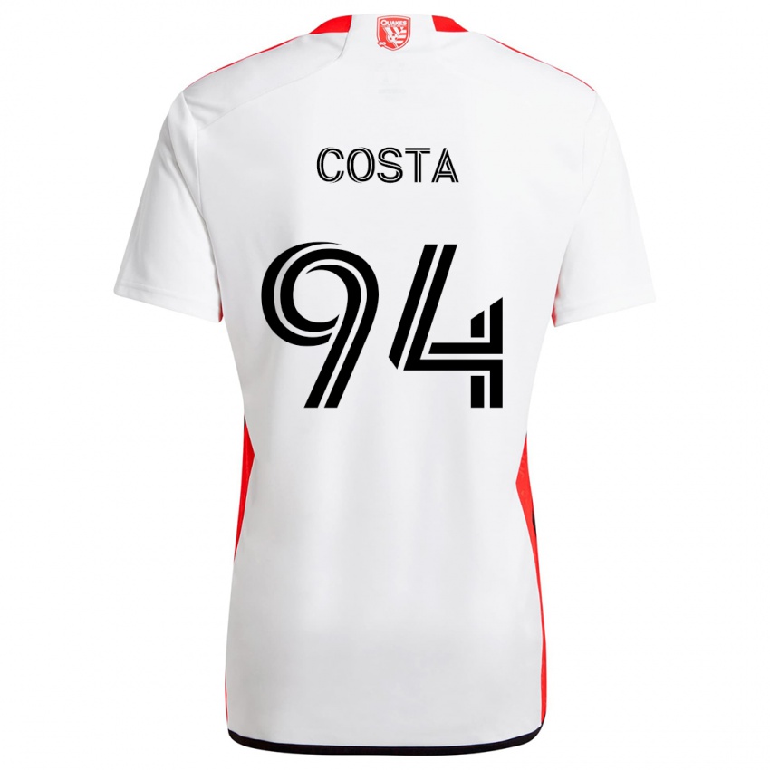 Kinder Vítor Costa #94 Weiß Rot Auswärtstrikot Trikot 2024/25 T-Shirt Österreich