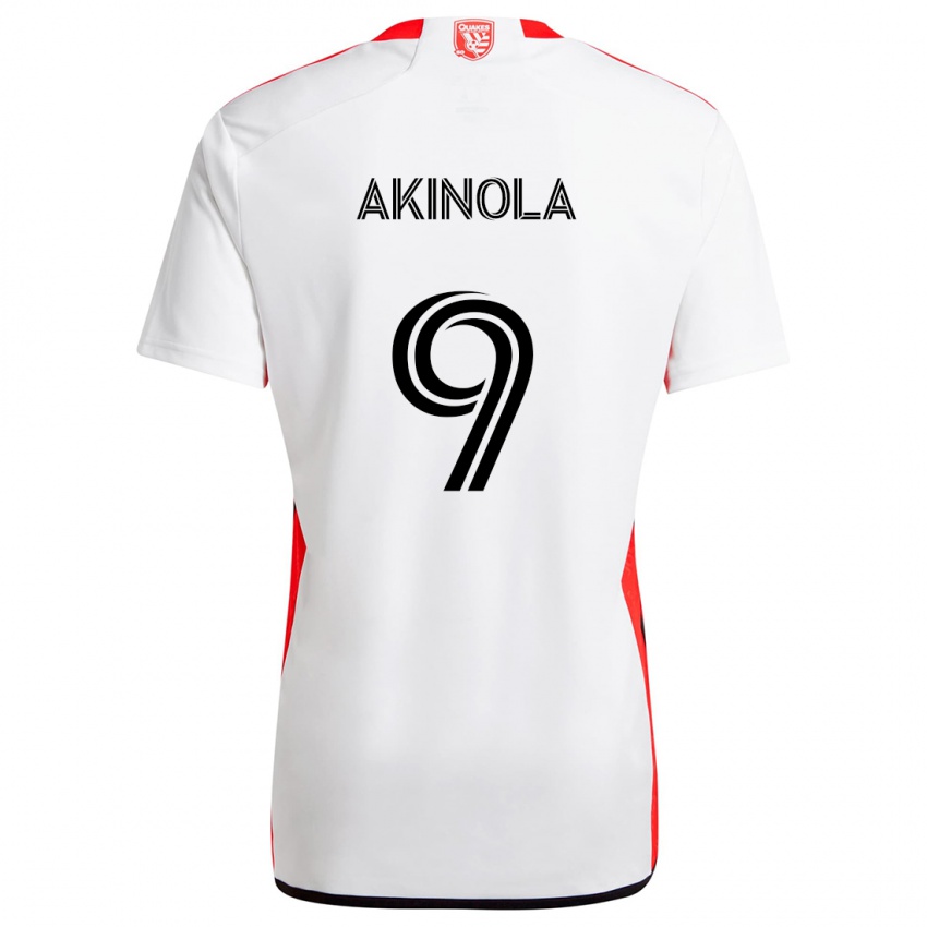 Kinder Ayo Akinola #9 Weiß Rot Auswärtstrikot Trikot 2024/25 T-Shirt Österreich