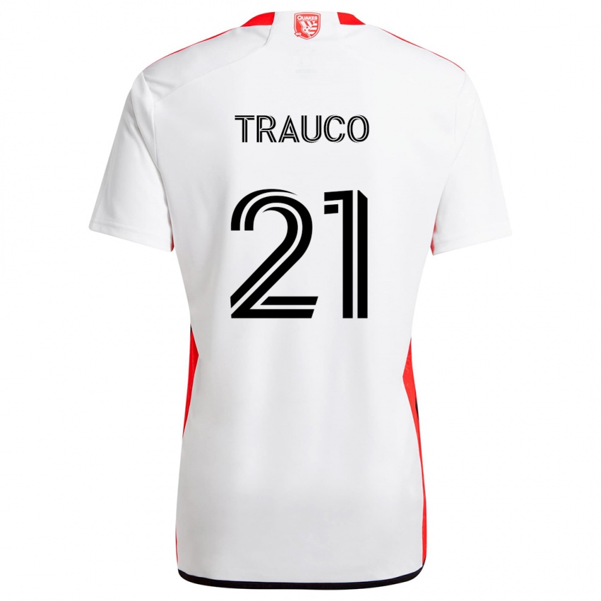 Kinder Miguel Trauco #21 Weiß Rot Auswärtstrikot Trikot 2024/25 T-Shirt Österreich